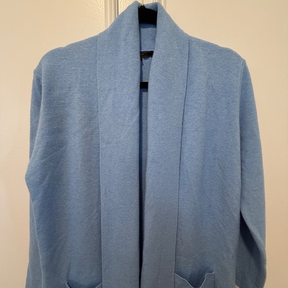 MaxSport Women's Medium Light Blue Long Open Front Cardigan Duster Cozy Knit - Picture 2 of 9